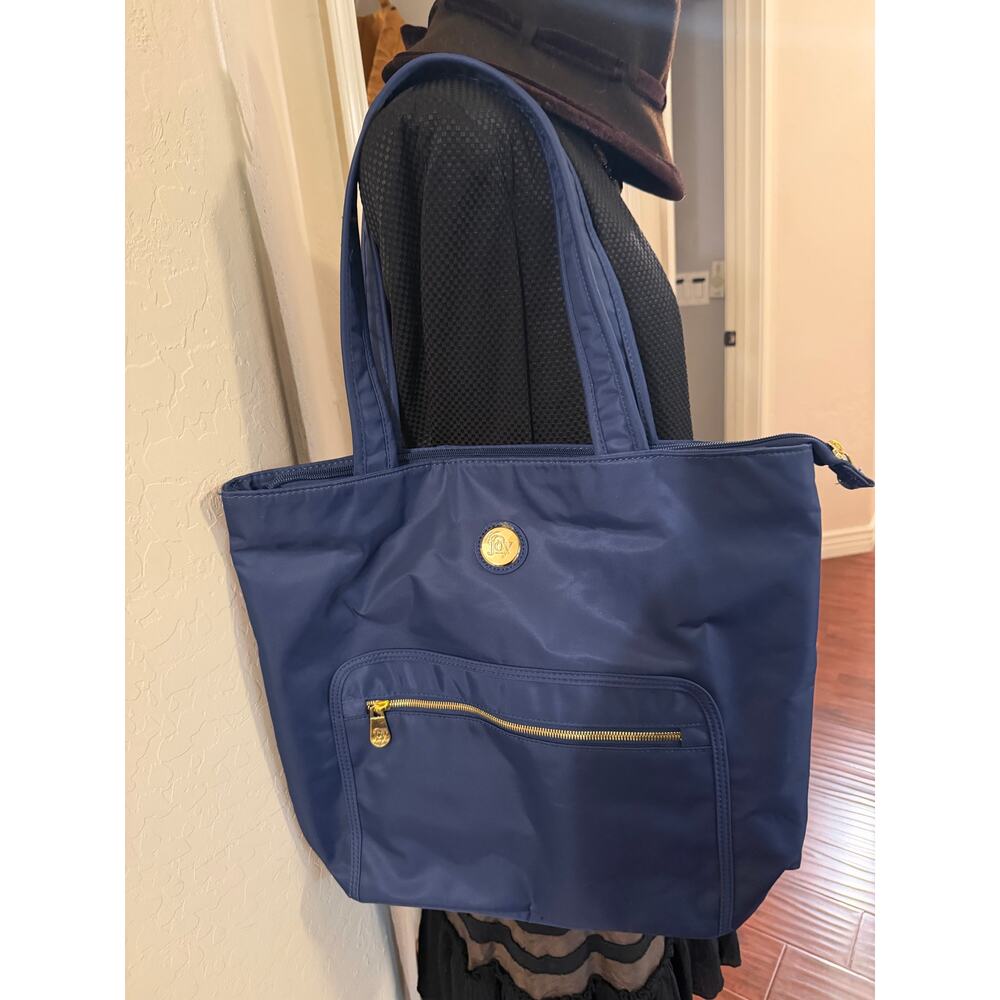 Joy Mangano blue nylon travel tote